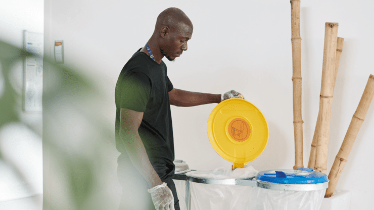 homme qui ramasse les déchets